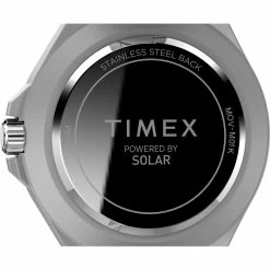 Mens Timex® 43mm Solar-Powered Silver-Tone Watch - TW2V39600JI -leather watch shop 062fc49b 915f 4be1 a203 eac00a5bc81f