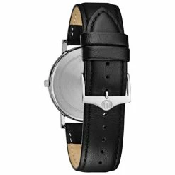 Mens Bulova American Clipper Black Leather Strap Watch - 96B312 -leather watch shop 097792b6 b08b 4bed 95db 48a7fb946534