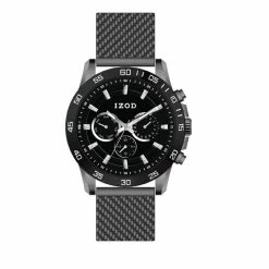 Mens IZOD® Gunmetal Mesh Strap With Black Dial Watch - IZO5563RO