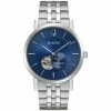 Mens Bulova Automatic Stainless Blue Dial Bracelet Watch - 96A247 -leather watch shop 13409ed9 7983 460d be91 d427cf4de7dd