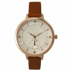 Womens Olivia Pratt Thin Leather Band Watch - DB60004COGNAC
