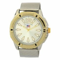 Mens U.S. Polo Assn.® Gold-Tone Bezel Watch - US8855RO