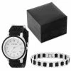 Mens Steeltime Black Watch And Bracelet Set - 954004BW -leather watch shop 1b9e8c4b ea5f 4d59 ae71 8dc54614392e