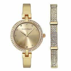 Ellen Tracy Gold Crystal Watch & Bracelet Set - ETB8162GD