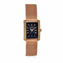 Ellen Tracy Rose Gold-Tone Blue Dial Mesh Watch - ET5423RG