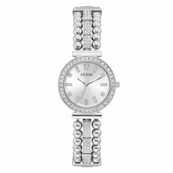 Guess Silver Band/Dial W/Crystal Bezel Watch - GW0401L1