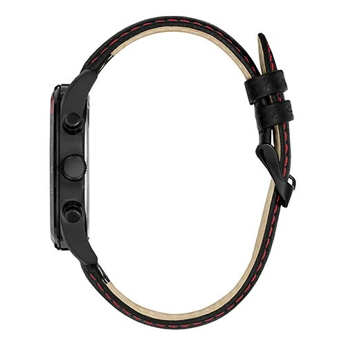 Mens Caravelle Black & Red Accent Leather Strap Watch - 45B15 4 Mens Caravelle Black & Red Accent Leather Strap Watch - 45B15 - Image 2