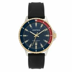 Mens Armitron Silicone Red/Blue Bezel Watch - 20-5433NVTTBK