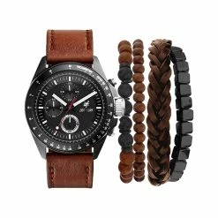 Mens Zoo York Brown/Silver Analog Watch/Bracelet Set-5178B-42-G02