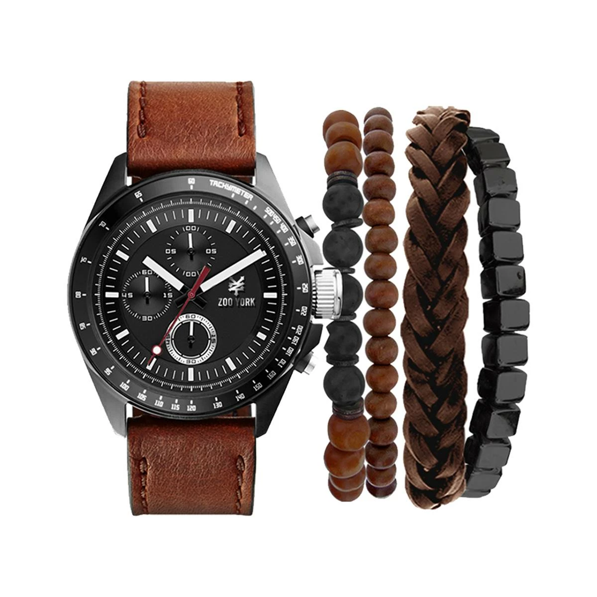 Mens Zoo York Brown/Silver Analog Watch/Bracelet Set-5178B-42-G02 3 Mens Zoo York Brown/Silver Analog Watch/Bracelet Set-5178B-42-G02