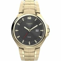 Mens Timex® 43mm Solar-Powered Gold-Tone Watch - TW2V39800JI