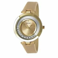 Ellen Tracy Floating Crystals Gold Strap Watch - ET5389GD