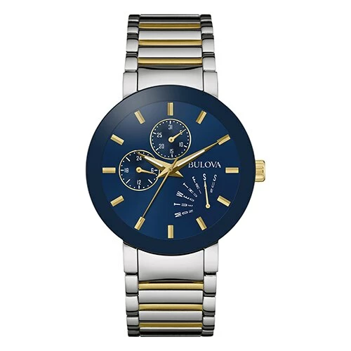 Mens Bulova Two-Tone Blue Dial Bracelet Watch - 98C123 3 Mens Bulova Two-Tone Blue Dial Bracelet Watch - 98C123