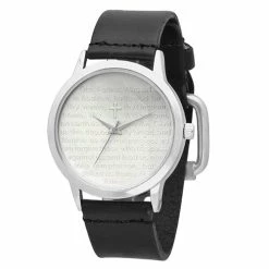 Unisex White Gold Plated & Leather Watch- 998-013-W