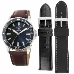 Mens Beverly Hills Polo Club Analog Watch Set - 55042-BUR