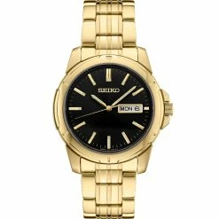 Mens Seiko Essentials 39mm Gold-Tone Bracelet Watch - SUR358