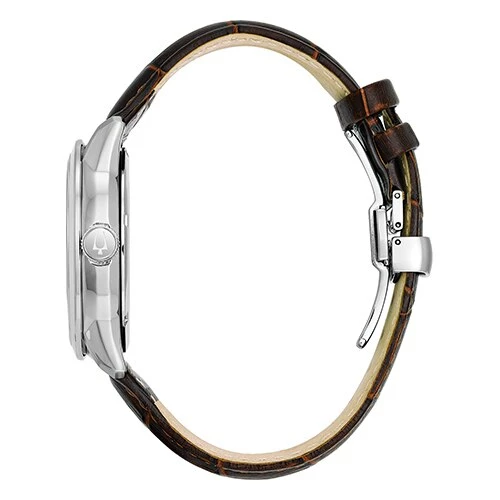 Mens Bulova Mechanical Brown Leather Strap Watch - 96A120 4 Mens Bulova Mechanical Brown Leather Strap Watch - 96A120 - Image 2