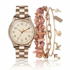 Lucky Brand Rose-Gold Watch & Beatnik Stone Set - LW117RSGD