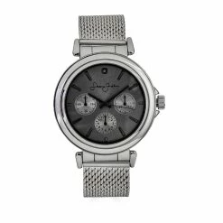 Mens Sean John Silver-Tone Black Diamond Mesh Watch SJB0003SL