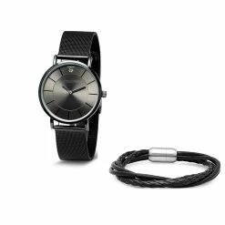 Mens Steeltime Bracelet & Mesh Watch Set - C6-002-W-918-002-B