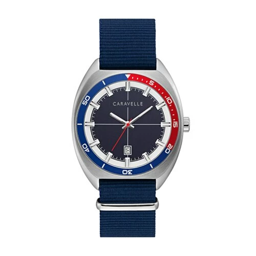 Mens Caravelle Nato Nylon Blue Strap Watch - 43B167 3 Mens Caravelle Nato Nylon Blue Strap Watch - 43B167