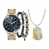 Mens Zoo York Two-Tone Black Watch/Bracelet/Necklace-9838S-07-J34 -leather watch shop 52040eee b154 4c99 a346 8e8ba11dc101