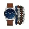 Mens Zoo York Brown/Silver/Blue Watch & Bracelet Set-5183S-42-K16 -leather watch shop 5bc7910c 71e3 41c7 a74a 79ecf95f4900