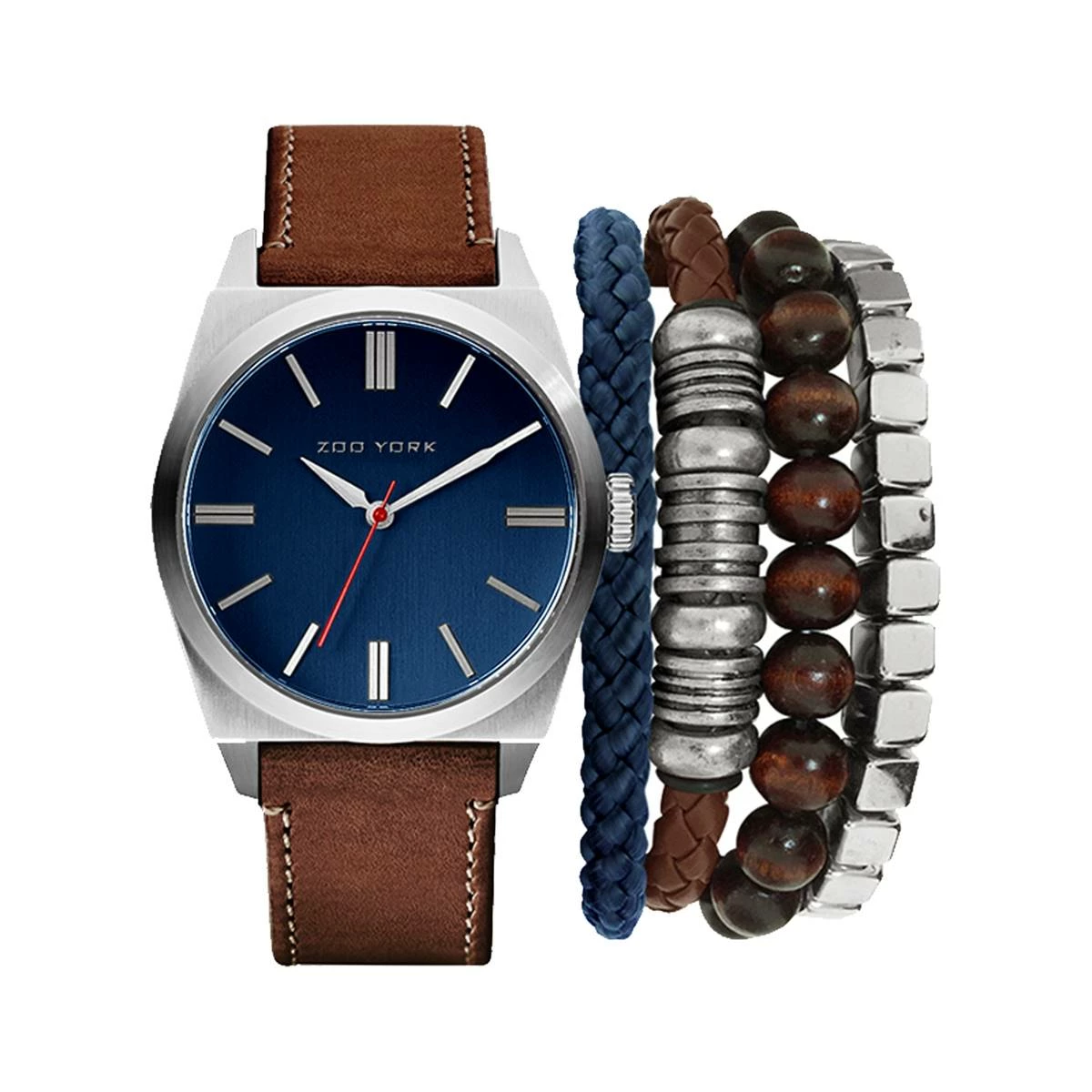Mens Zoo York Brown/Silver/Blue Watch & Bracelet Set-5183S-42-K16 3 Mens Zoo York Brown/Silver/Blue Watch & Bracelet Set-5183S-42-K16