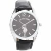 Mens U.S. Polo Assn.® Black Dial Black Leather Band Watch-USC5005