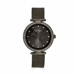 Jessica Simpson Gunmetal-Tone Crystal Mesh Watch-JS0009GU