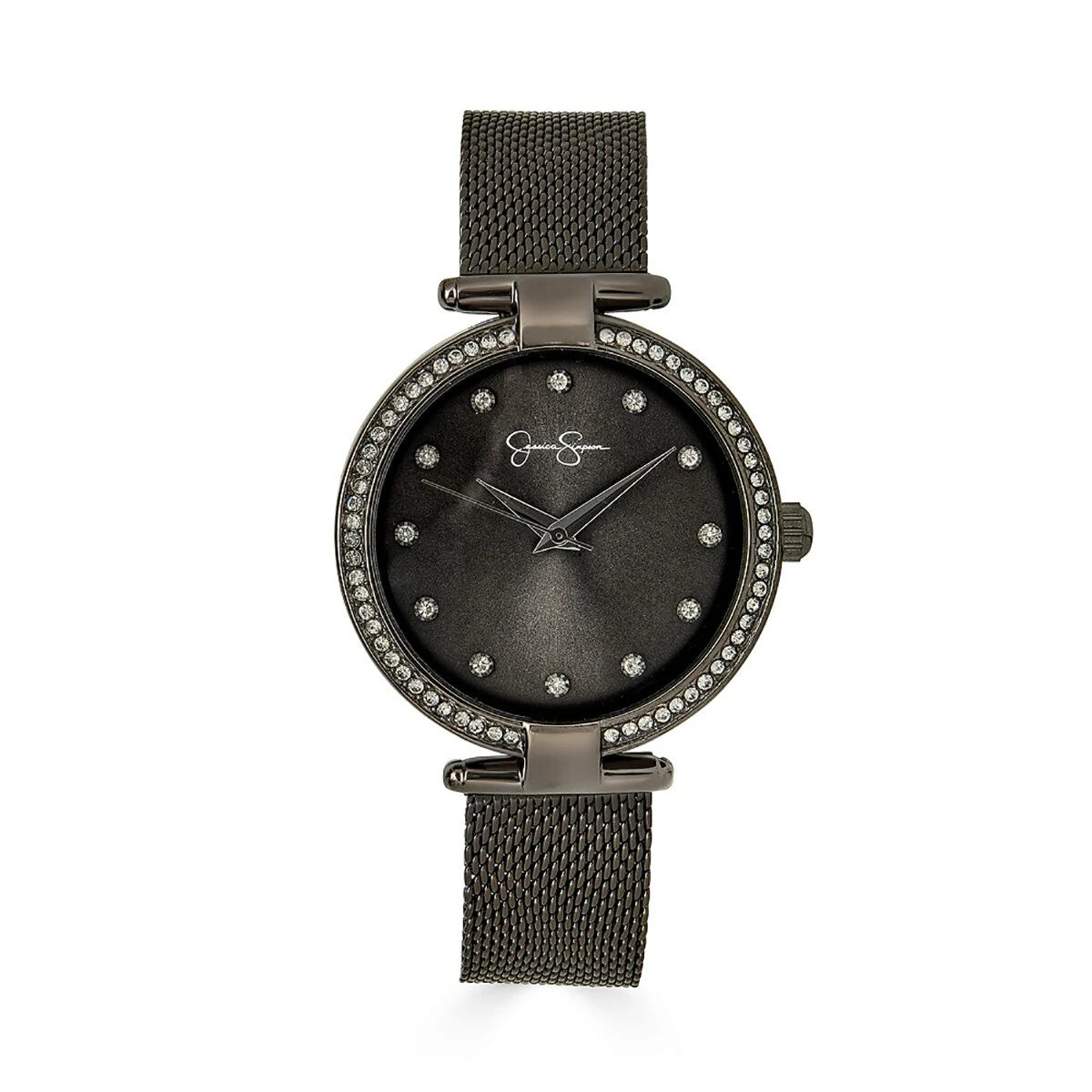 Jessica Simpson Gunmetal-Tone Crystal Mesh Watch-JS0009GU 3 Jessica Simpson Gunmetal-Tone Crystal Mesh Watch-JS0009GU