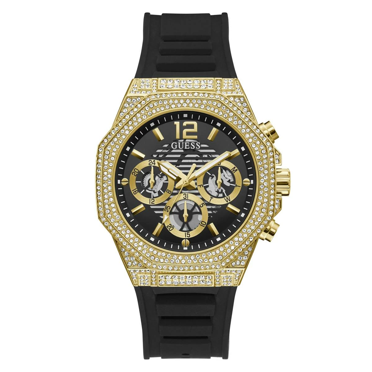 Mens Guess Watches® Gold Tone Case Black Silicone Watch -GW0518G2 3 Mens Guess Watches® Gold Tone Case Black Silicone Watch -GW0518G2