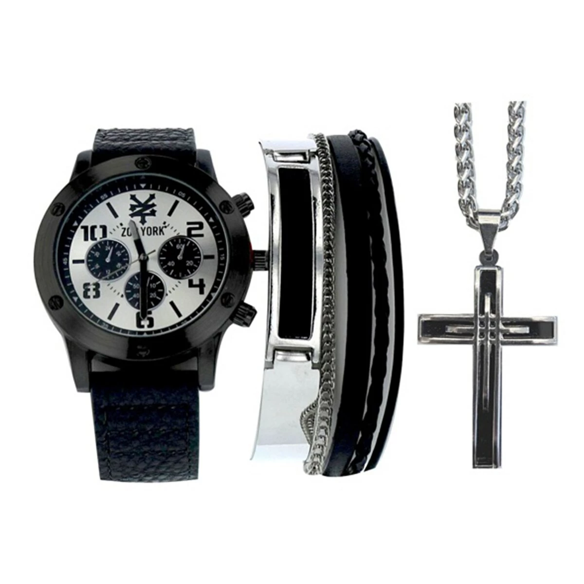 Mens Zoo York Black/Silver Watch/Bracelet/Necklace-9458U-07-B02 3 Mens Zoo York Black/Silver Watch/Bracelet/Necklace-9458U-07-B02