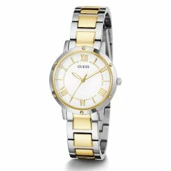 Guess Silver/Gold-Tone White Dial Watch - GW0404L2 -leather watch shop 62d5c3e7 4ba2 41ad ad1f 5d327e858fb6