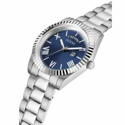 Mens Guess Silver Coin Edge Bezel Watch - GW0265G7 -leather watch shop 632aa5db 37bc 4b05 b825 1b73e9469a0e