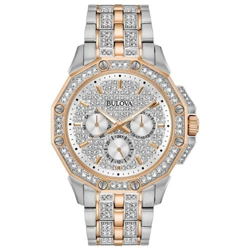 Mens Bulova Octava Two-Tone Crystal Bracelet Watch - 98C133 3 Mens Bulova Octava Two-Tone Crystal Bracelet Watch - 98C133