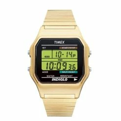 Mens Timex® Digital Indiglo Gold-Tone Watch - T786779J