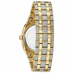 Mens Bulova Crystal Pave Gold-Tone Bracelet Watch - 98B323 -leather watch shop 801438da d82a 46a6 b5ff f981f0e31517