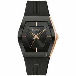 Mens Bulova Latin GRAMMY® Black Rosegold Strap Watch - 97A163 -leather watch shop 8060ebdd 3c13 43ca ba03 b167eda510c8
