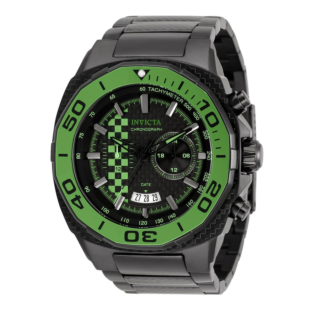 Mens Invicta Speedway Stainless Black/Green Dial Watch - 33199 3 Mens Invicta Speedway Stainless Black/Green Dial Watch - 33199