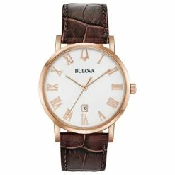 Mens Bulova American Clipper Rose-Gold-Tone Watch - 97B184