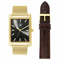 Mens Beverly Hills Polo Club Black Dial Watch Set - 54241