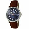 Mens Caribbean Joe Silver-Tone Retro Brown Strap Watch - CJ7108SL -leather watch shop 84a021ec 2c02 4662 baf2 2ed57db8eb01