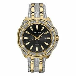 Mens Seiko Solar Gold-Tone Watch - SNE458