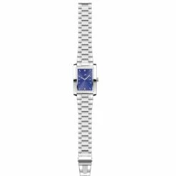 Mens U.S. Polo Assn.® Silver-Tone/Blue Rectangle Watch - US8657RO