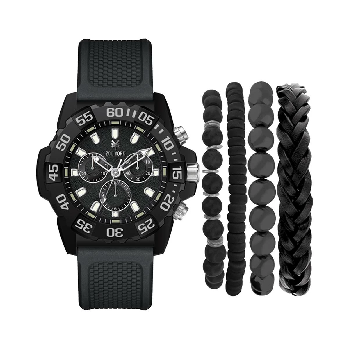 Mens Zoo York Black Sport Watch & Bracelet Set - 9598B-42-G02 3 Mens Zoo York Black Sport Watch & Bracelet Set - 9598B-42-G02