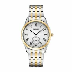 Mens Seiko Essentials Two-Tone Silver Dial Watch - SRK048