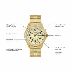 Mens Caravelle Gold-tone Stainless Luminescent Watch - 44C112 -leather watch shop 963a5937 0a1c 4d5a 85df ef5e69303ace