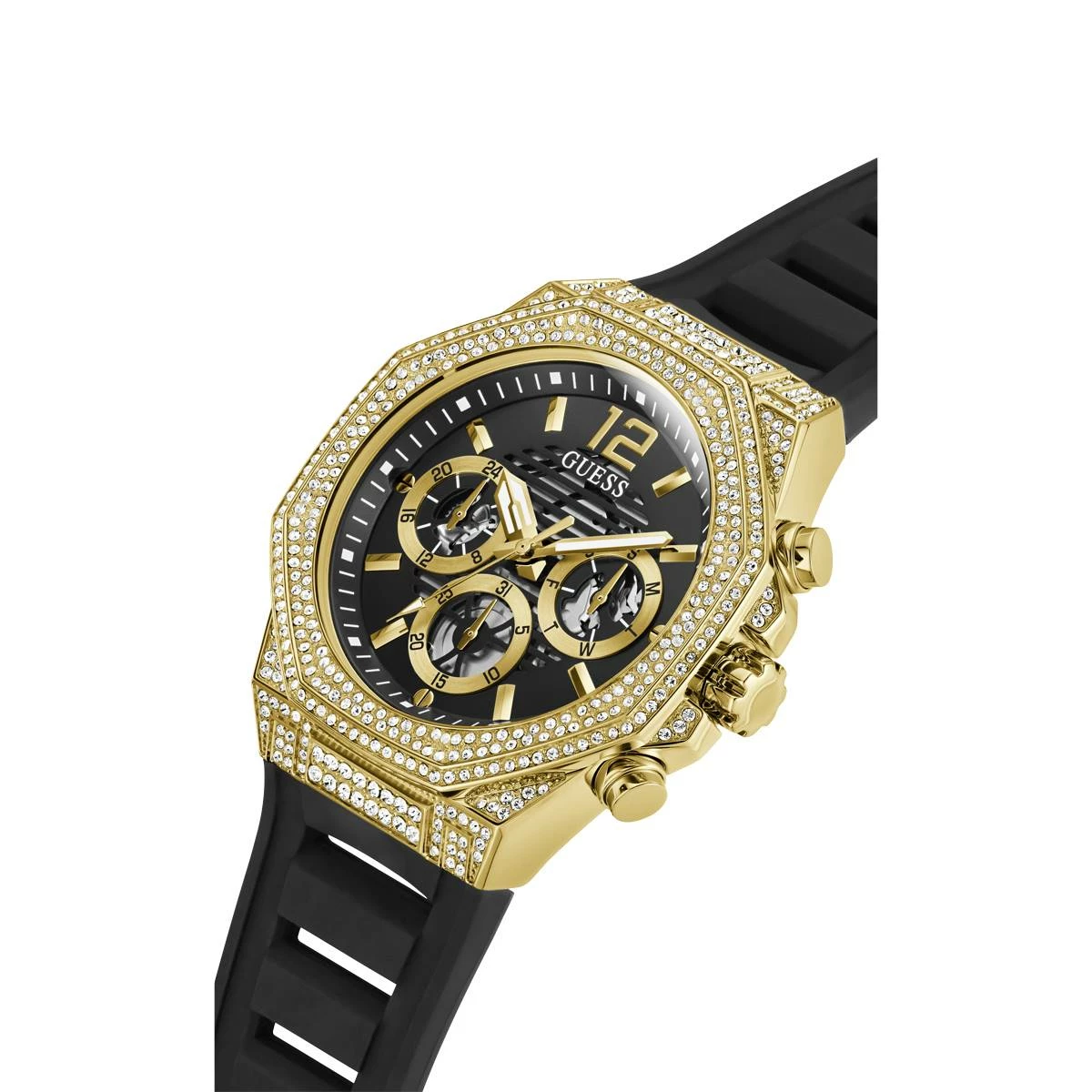 Mens Guess Watches® Gold Tone Case Black Silicone Watch -GW0518G2 6 Mens Guess Watches® Gold Tone Case Black Silicone Watch -GW0518G2 - Image 4