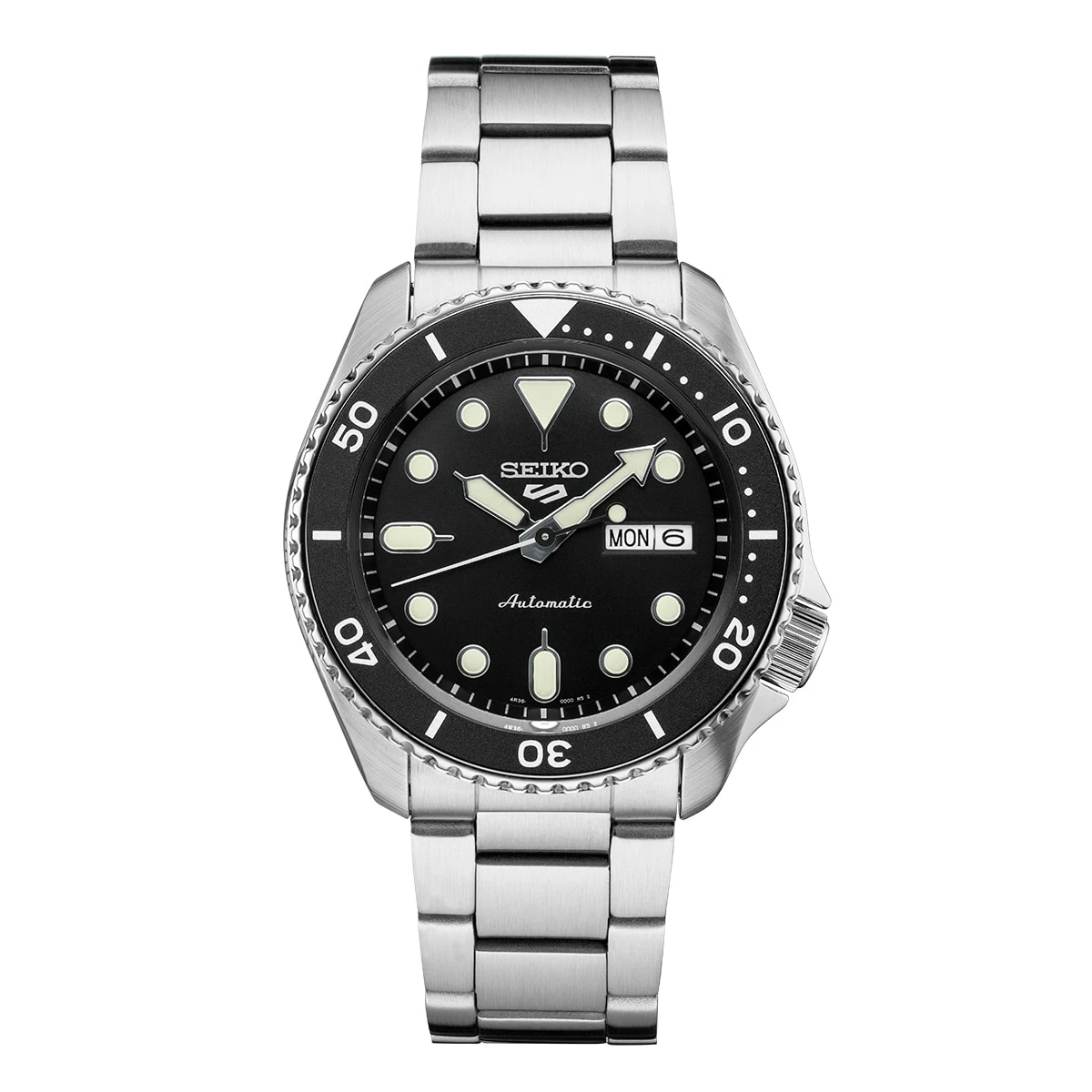 Mens Seiko Stainless Steel And Black 5 Sports Watch - SRPD55 3 Mens Seiko Stainless Steel And Black 5 Sports Watch - SRPD55
